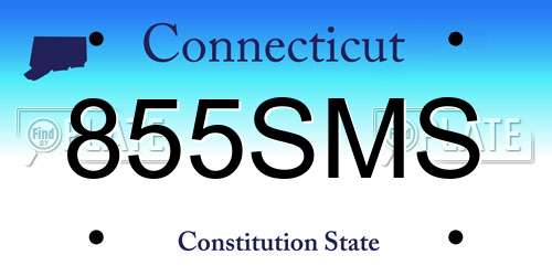 855SMS Connecticut License Plate