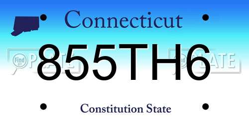 855TH6 Connecticut License Plate