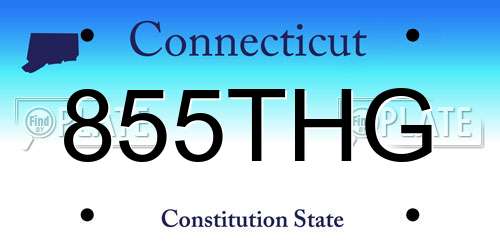 855THG Connecticut License Plate