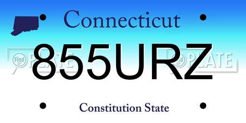 855URZ Connecticut License Plate