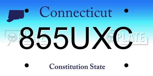 855UXC Connecticut License Plate