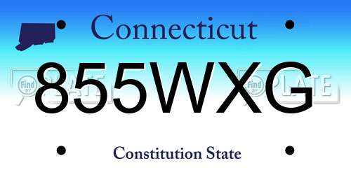 855WXG Connecticut License Plate