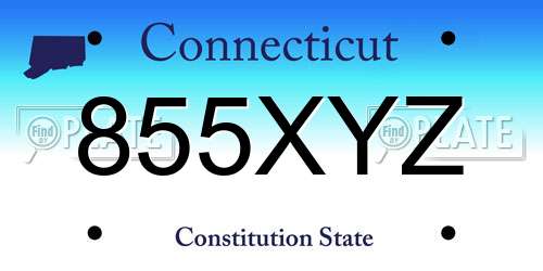 855XYZ Connecticut License Plate