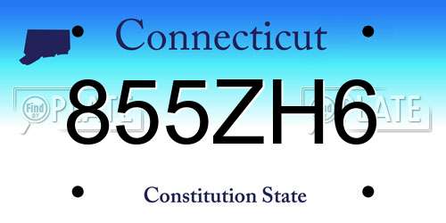 855ZH6 Connecticut License Plate