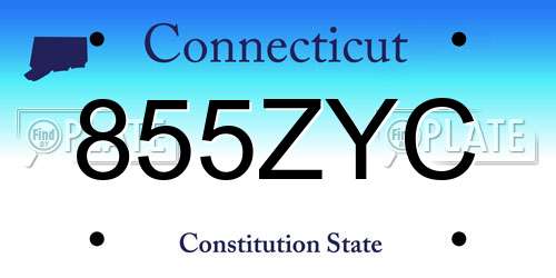 855ZYC Connecticut License Plate