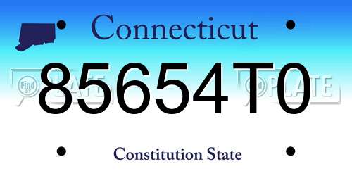 85654T0 Connecticut License Plate