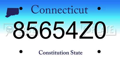85654Z0 Connecticut License Plate