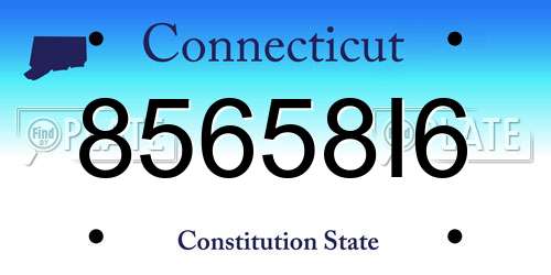 85658I6 Connecticut License Plate