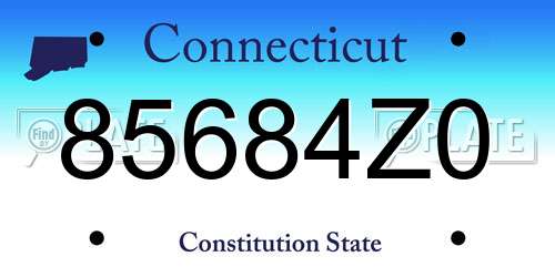 85684Z0 Connecticut License Plate