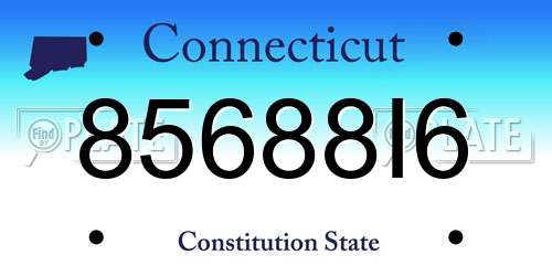 85688I6 Connecticut License Plate