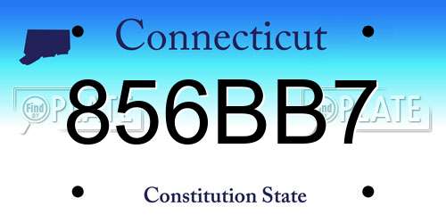 856BB7 Connecticut License Plate