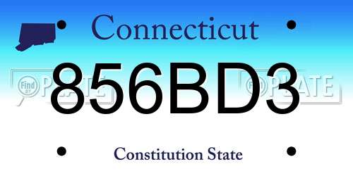 856BD3 Connecticut License Plate