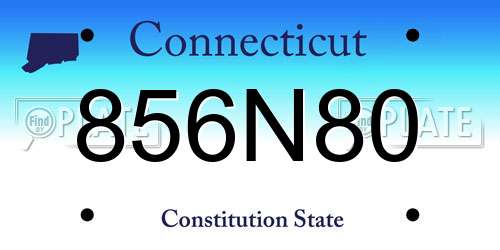 856N80 Connecticut License Plate