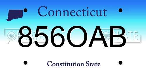 856OAB Connecticut License Plate