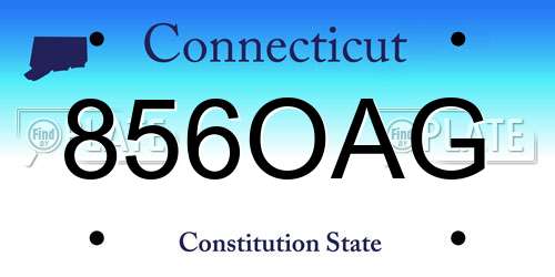 856OAG Connecticut License Plate