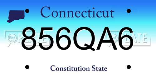 856QA6 Connecticut License Plate