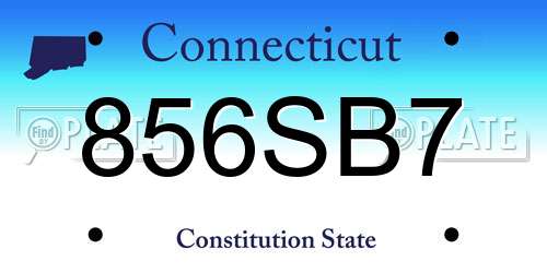 856SB7 Connecticut License Plate