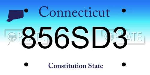 856SD3 Connecticut License Plate