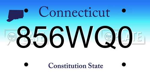 856WQ0 Connecticut License Plate