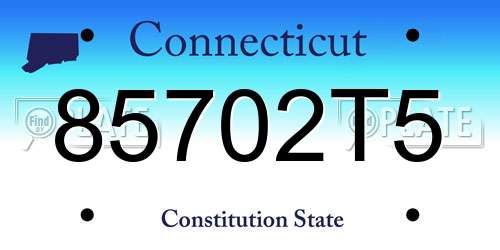 85702T5 Connecticut License Plate