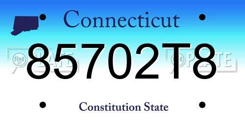 85702T8 Connecticut License Plate
