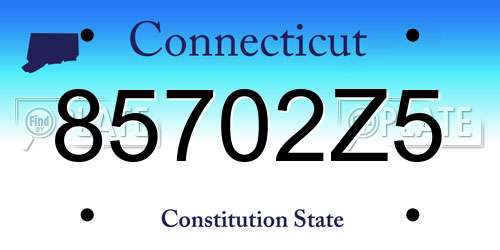 85702Z5 Connecticut License Plate