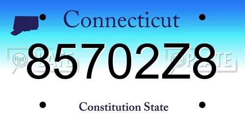 85702Z8 Connecticut License Plate