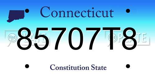 85707T8 Connecticut License Plate