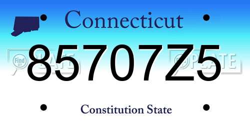 85707Z5 Connecticut License Plate