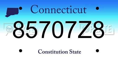 85707Z8 Connecticut License Plate