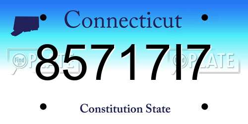 85717I7 Connecticut License Plate