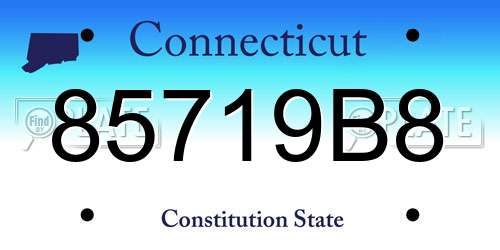 85719B8 Connecticut License Plate