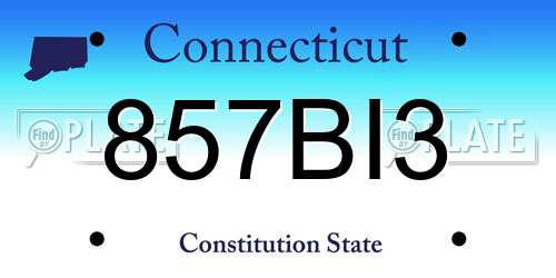 857BI3 Connecticut License Plate