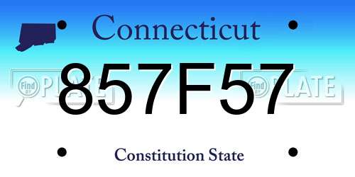 857F57 Connecticut License Plate