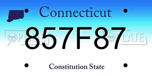 857F87 Connecticut License Plate