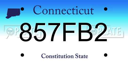 857FB2 Connecticut License Plate