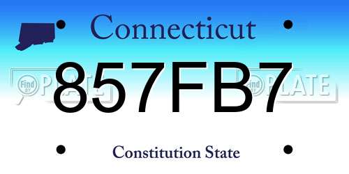 857FB7 Connecticut License Plate