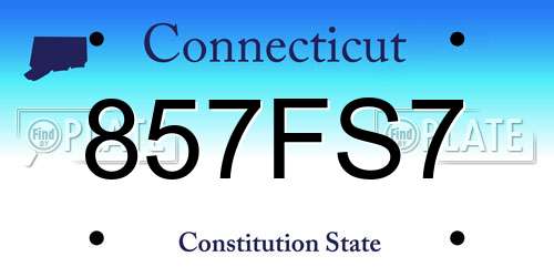 857FS7 Connecticut License Plate