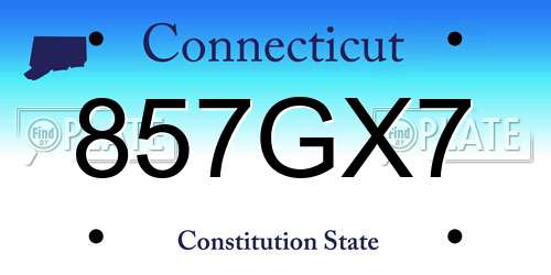 857GX7 Connecticut License Plate