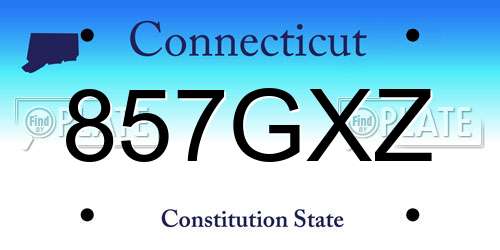 857GXZ Connecticut License Plate