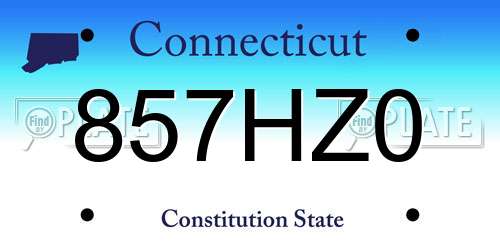857HZ0 Connecticut License Plate