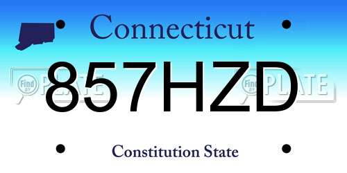 857HZD Connecticut License Plate