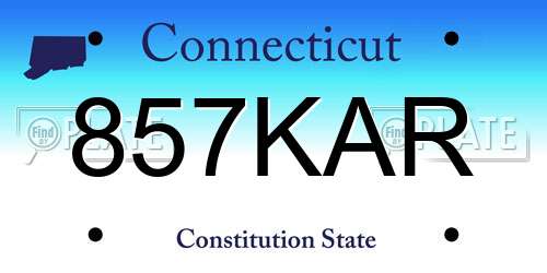 857KAR Connecticut License Plate