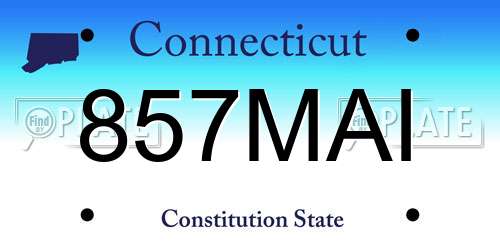 857MAI Connecticut License Plate