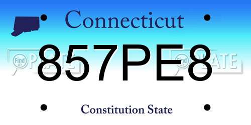857PE8 Connecticut License Plate