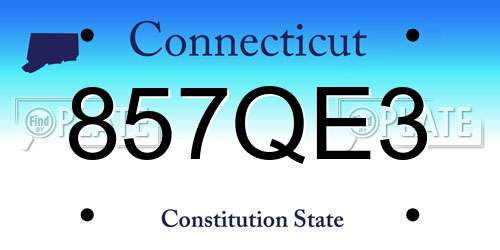 857QE3 Connecticut License Plate