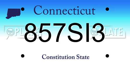 857SI3 Connecticut License Plate