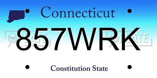 857WRK Connecticut License Plate