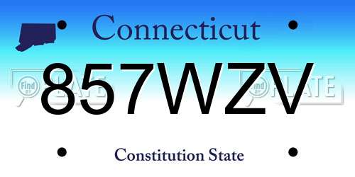 857WZV Connecticut License Plate