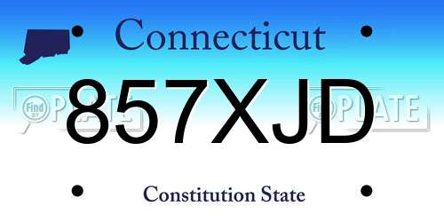 857XJD Connecticut License Plate